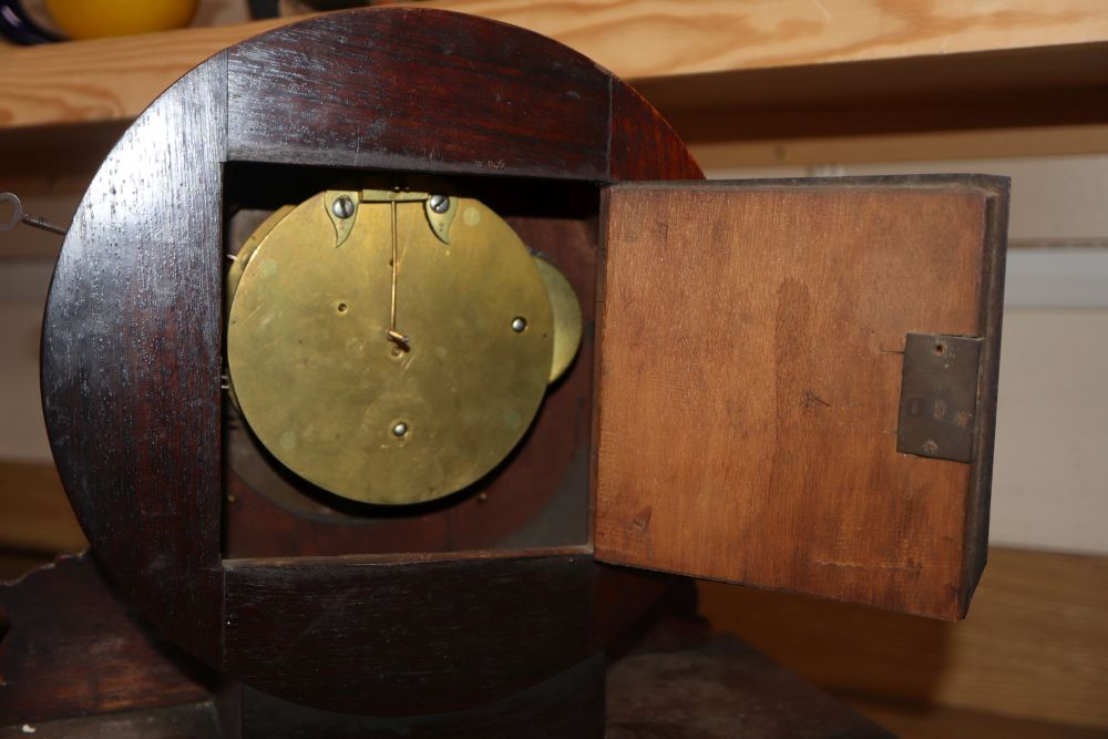 Ganthony of London. A brass inlaid rosewood mantel timepiece, height 44cm